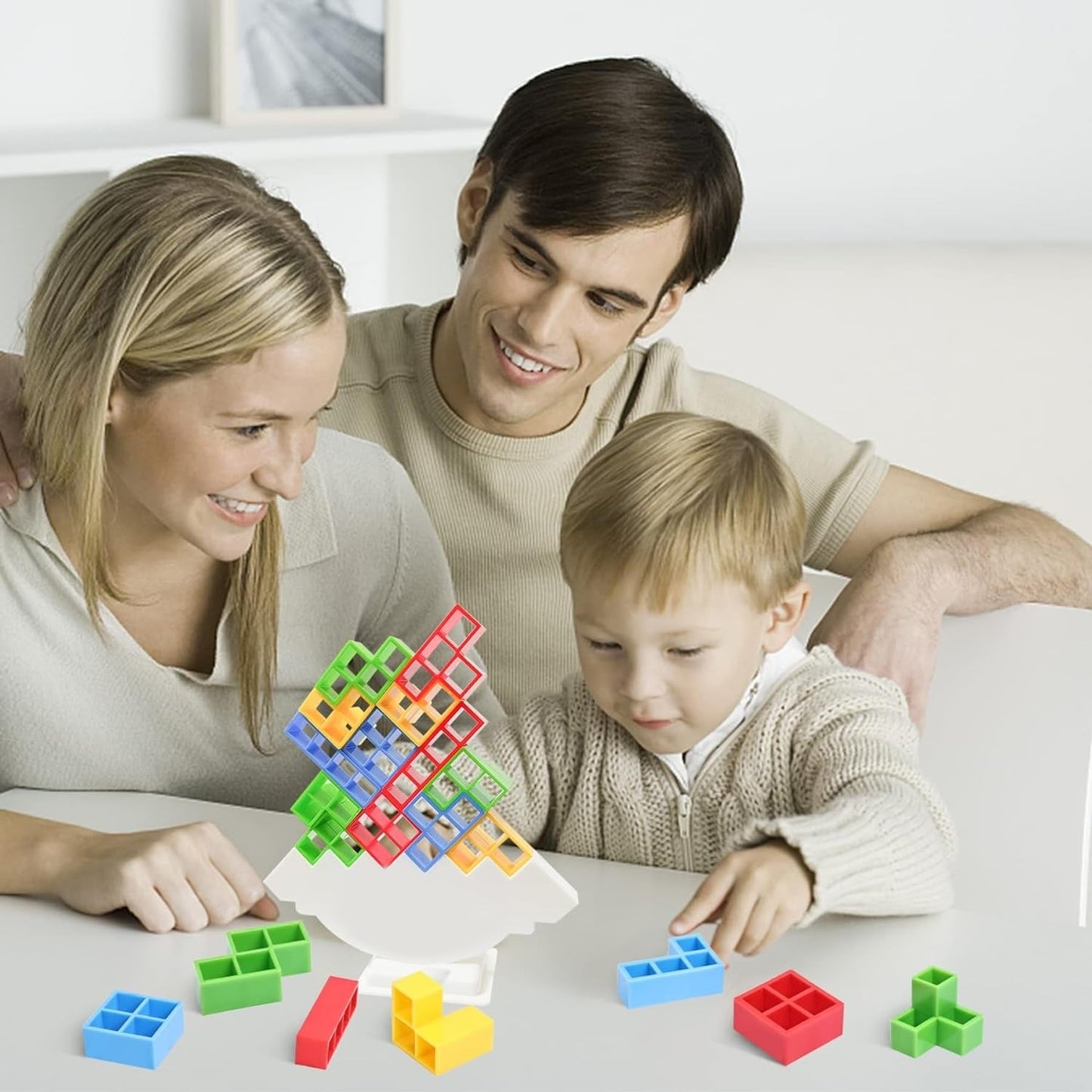3D Tower Game, Tower Balance Game, Tower Stacking Game Adult Kid Tower Stacking Blocks Balance Game Blocks Building Toys for Kids Age 3 Years (16 Pcs Set)