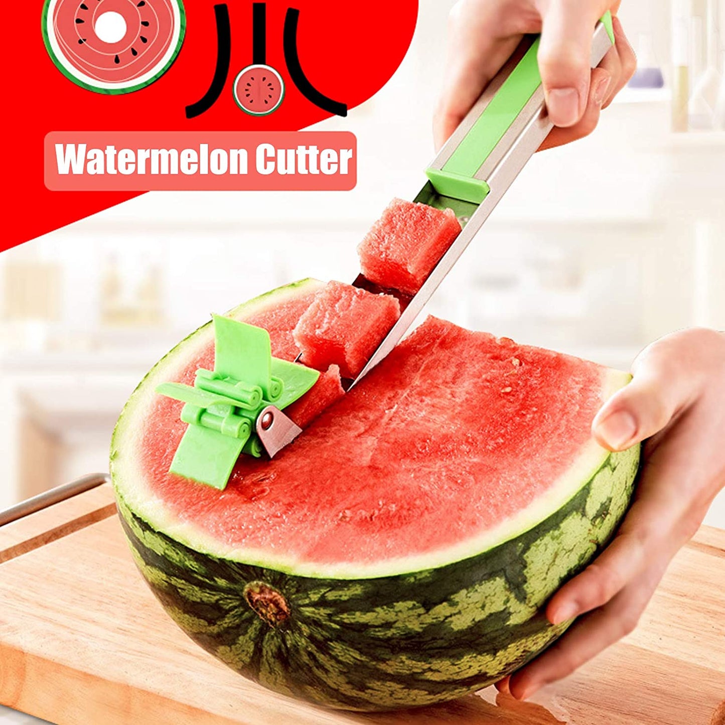 Stainless Steel Washable Watermelon Cutter ? Windmill Slicer & Peeler