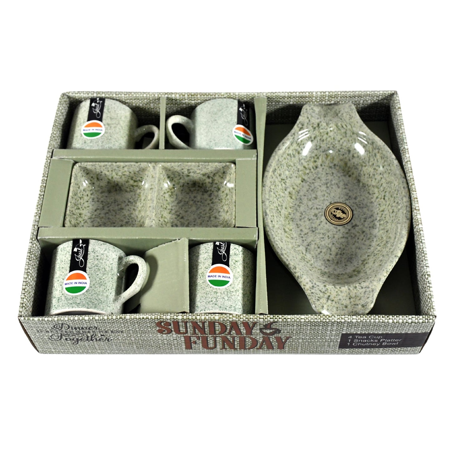 Sunday Funday 6-Piece Tea Set ? Platter & Dual Bowl