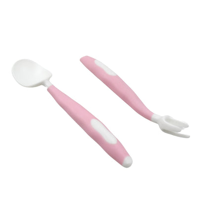 Silicone Bendable Kids Spoon & Fork Set ? Toddler Self-Feeding Utensils (2 Pc Set)