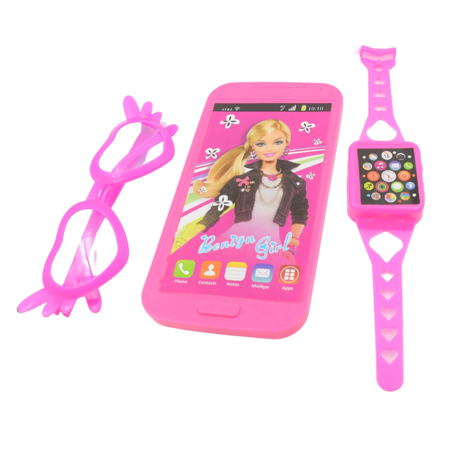 Barbiee Musical Phone, Watch & Glasses Set for Girls ? ABS Calling Toy (3-Piece, Battery Not Included)