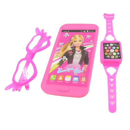 Barbiee Musical Phone, Watch & Glasses Set for Girls ? ABS Calling Toy (3-Piece, Battery Not Included)
