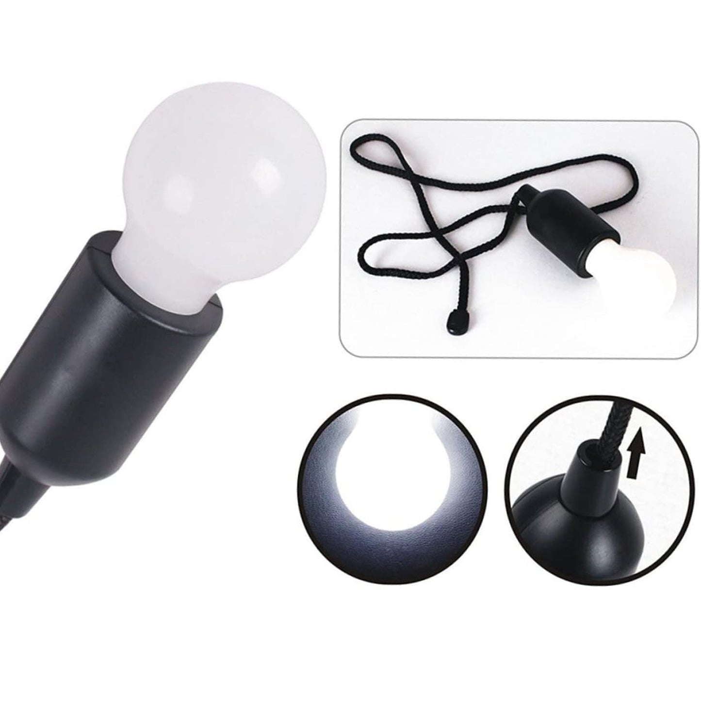LED Pull Cord Light ? Hanging Black LED Bulb (1 Pc)