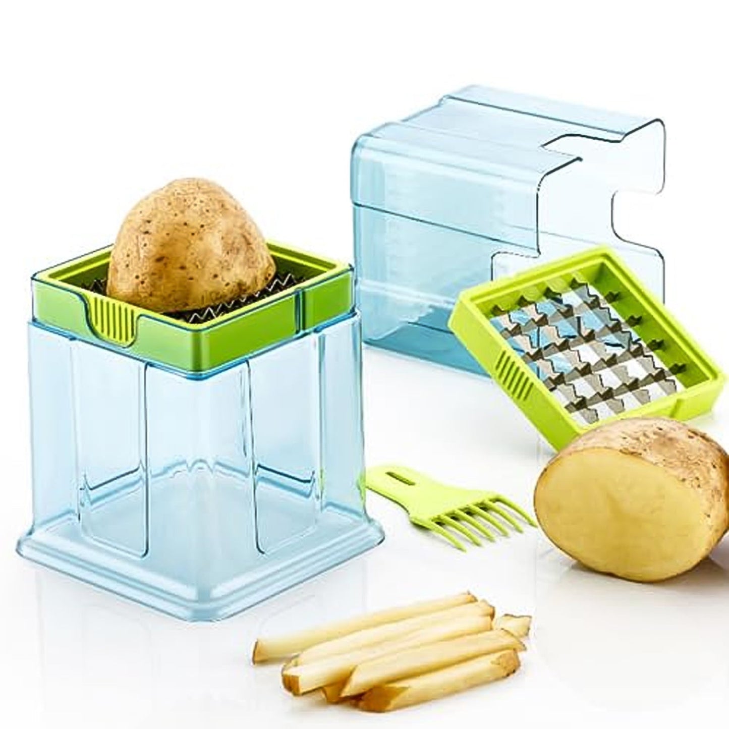 2-in-1 Potato Chipper & Slicer ? French Fries Maker with Two-Blade Cutter (1 Pc)