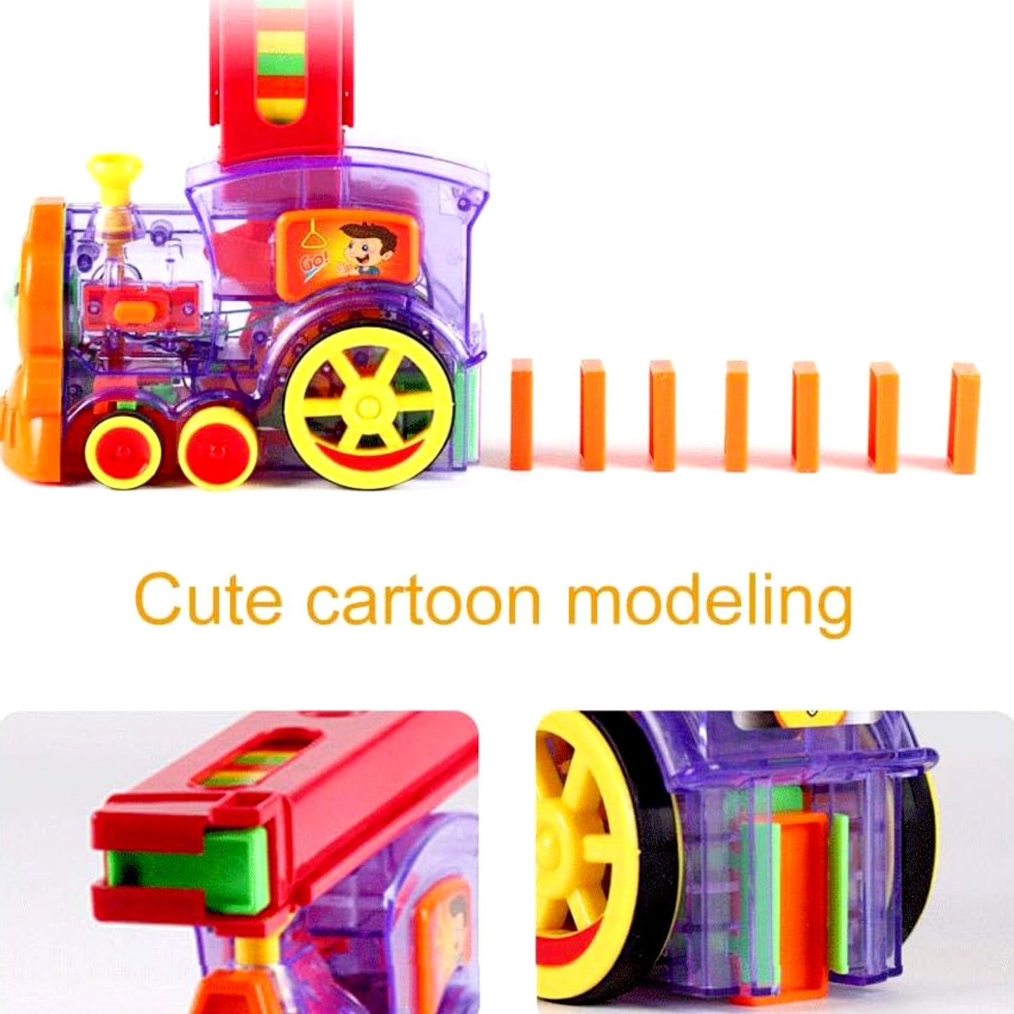 Transparent Funny Train Engine Block Set ? 60-Piece Music & Lights (Batteries Not Included)