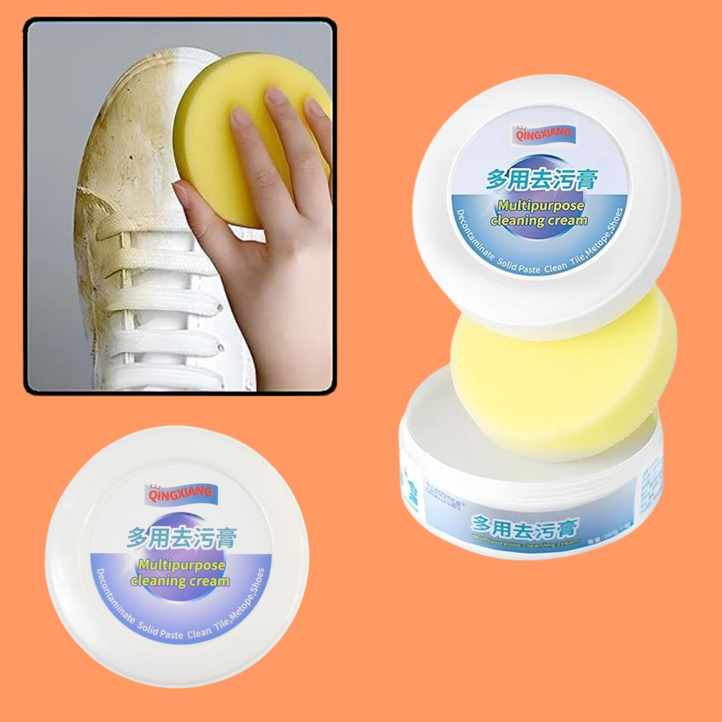 Shoe Cleaning Cream ? Stain Remover for Sneakers, White Rubber Sole & Polish (260g)