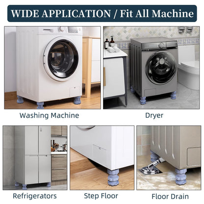 Adjustable Anti-Vibration Washing Machine Support Stand ? Non-Slip PVC Lifting Stand (4 Pc Set)