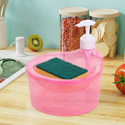 2-in-1 Double Layer Liquid Soap Dispenser with Pump & Sponge ? Practical Kitchen & Hotel Sink Soap Pump Bottle (Rectangle)