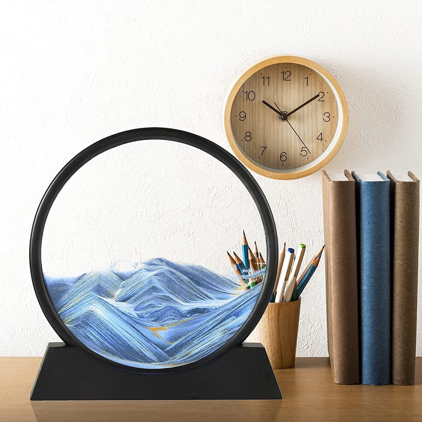 3D Moving Sand Art ? Liquid Motion Deep Sea Sandscape with Round Glass Frame (1 Pc)