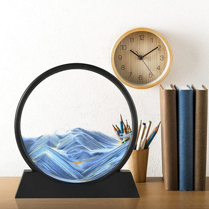 3D Moving Sand Art ? Liquid Motion Deep Sea Sandscape with Round Glass Frame (1 Pc)