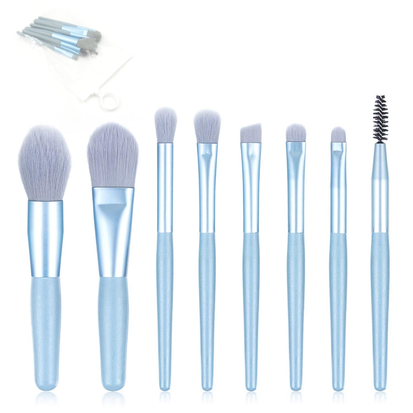 8-Piece Mini Makeup Brush Kit ? Portable Premium Synthetic Set with Case (Mix Colors)
