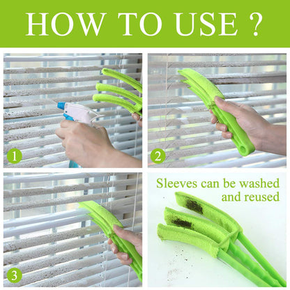Window Blind Cleaner Brush with Microfiber Sleeves ? Dusting Tool for Shutters & AC (1 Pc)