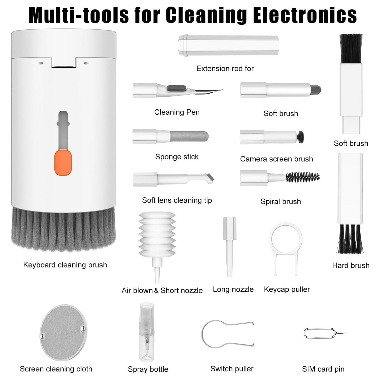 20-in-1 Keyboard Cleaner Kit ? Electronic Cleaning Brush, Spray & Tools for Laptop, Phone, Camera & More