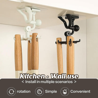 360° Rotating 6-Claw Hook ? Kitchen & Bathroom Organizer (1 Pc | White)