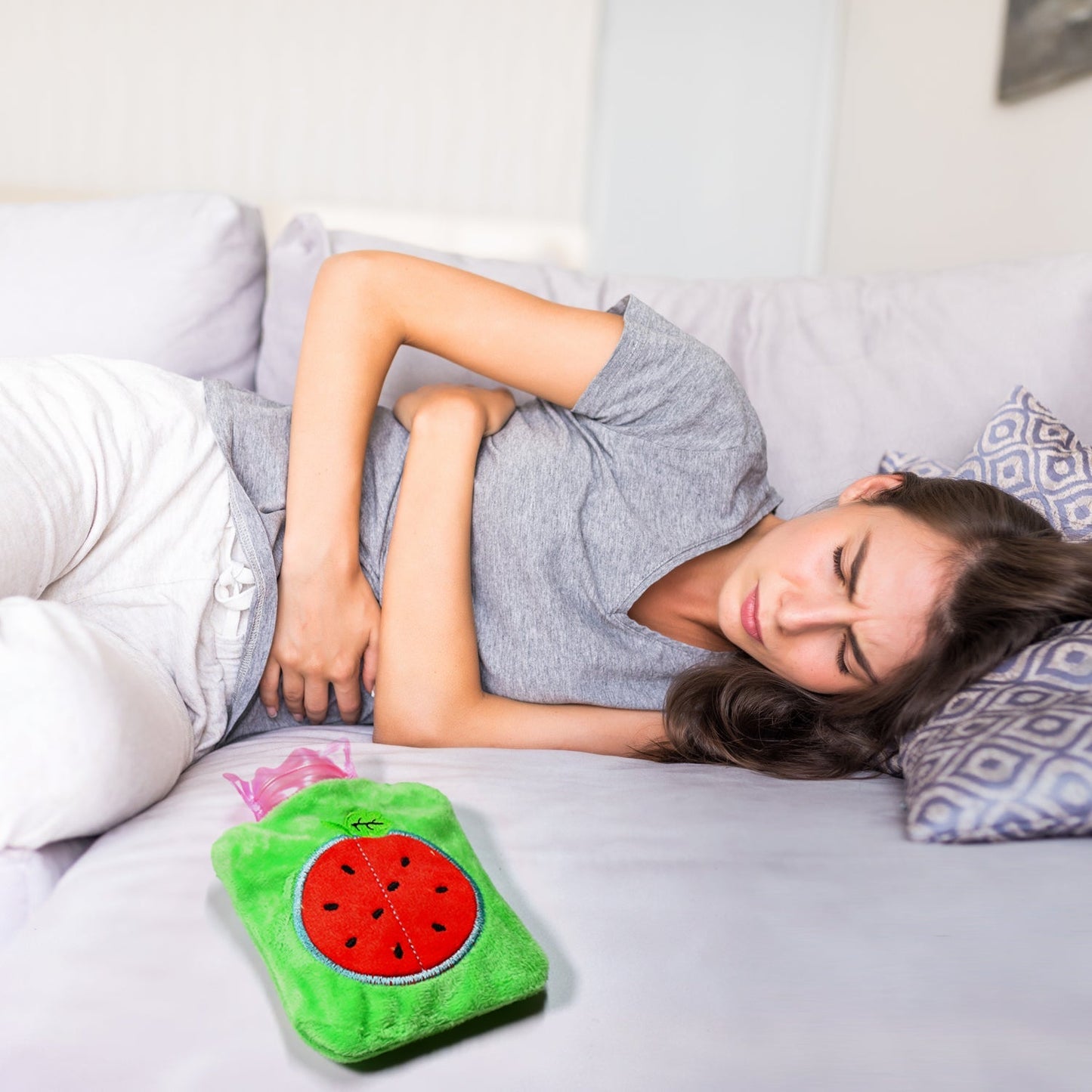 Watermelon Small Hot Water Bag with Cover ? Pain Relief Warmer