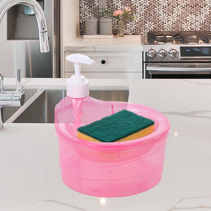 2-in-1 Double Layer Liquid Soap Dispenser with Pump & Sponge ? Practical Kitchen & Hotel Sink Soap Pump Bottle (Rectangle)