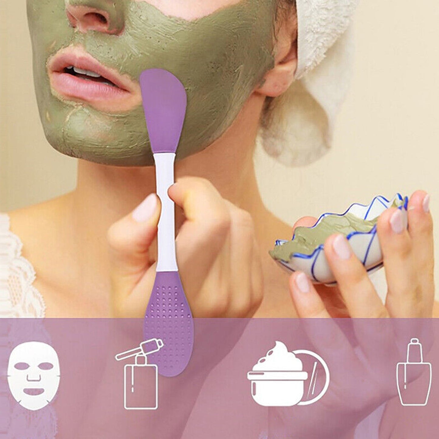 Double-Headed Silicone Mask Brush ? Facial Cleansing & Mask Application Tool (1 Pc)