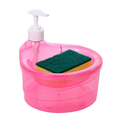 2-in-1 Double Layer Liquid Soap Dispenser with Pump & Sponge ? Practical Kitchen & Hotel Sink Soap Pump Bottle (Rectangle)
