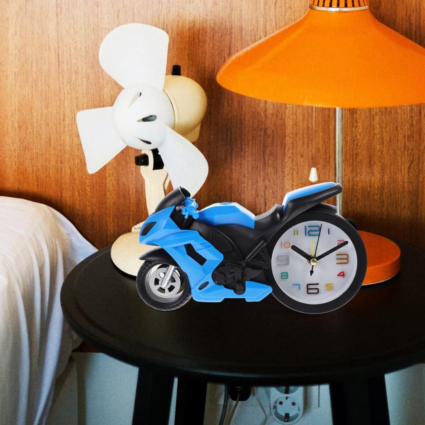 Retro Motorcycle Alarm Clock ? Novelty Bike Engine Style Desk Clock