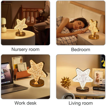 Star Crystal Diamond Touch Lamp ? USB Rechargeable, 3-Way Dimmable