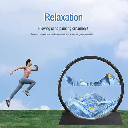 3D Moving Sand Art ? Liquid Motion Deep Sea Sandscape with Round Glass Frame (1 Pc)