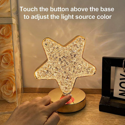 Star Crystal Diamond Touch Lamp ? USB Rechargeable, 3-Way Dimmable