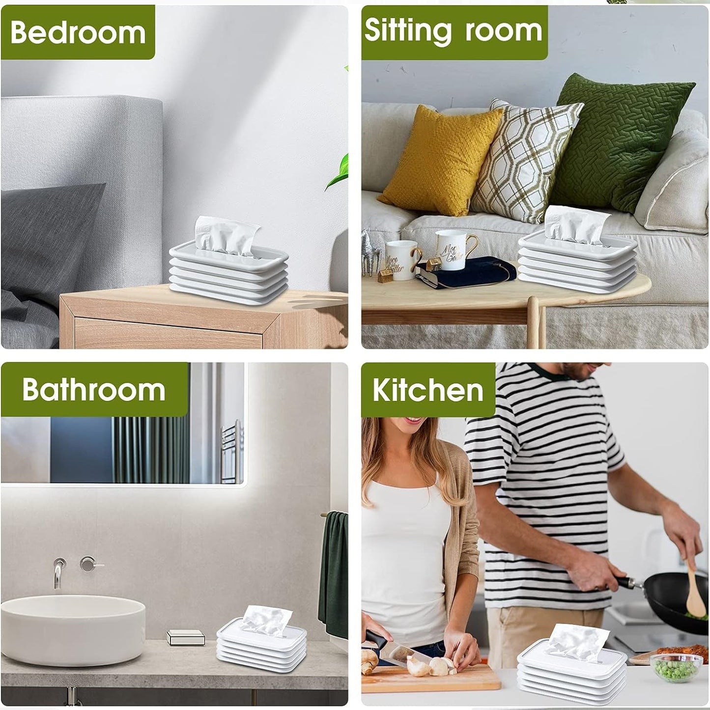 Simple Silicone Tissue Holder ? Cube/Cylinder Tissue Box for Bathroom, Office, Car & Bedroom