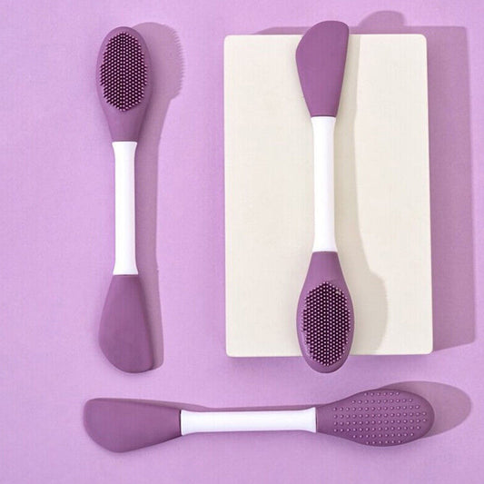Double-Headed Silicone Mask Brush ? Facial Cleansing & Mask Application Tool (1 Pc)