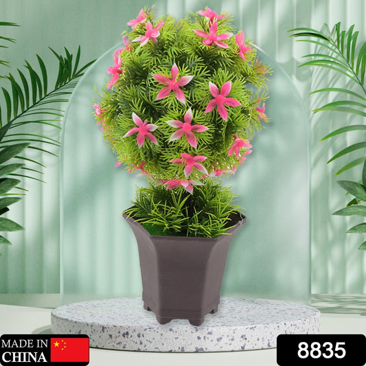 Wild Artificial Flower Plant with Cute Pot ? Home Office Tabletop Decor, Indoor Balcony Decoration (1 Pc)