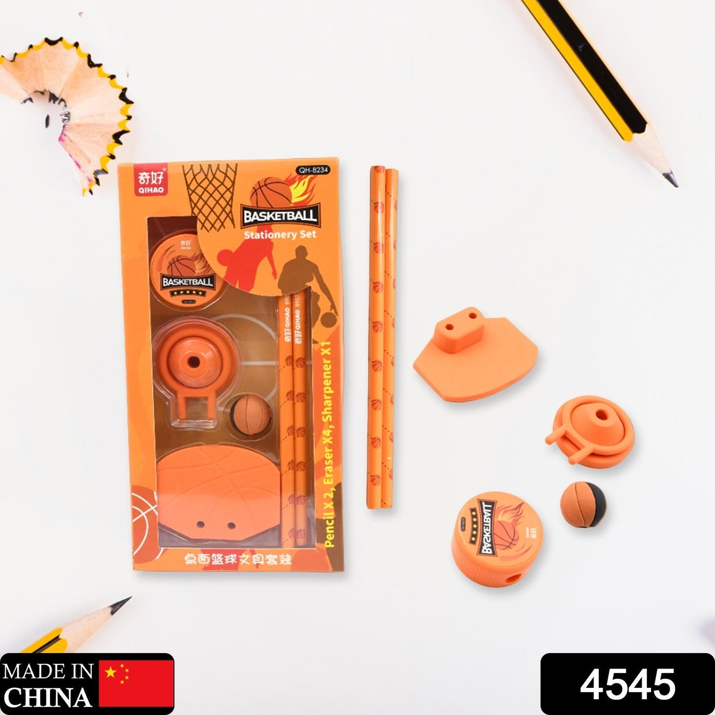Football & Basketball Stationery Kit ? Pencil, Sharpener & Eraser for Kids (Birthday Gift)