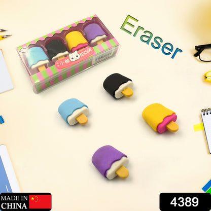 Cone, Donut & Lollipop Eraser Set for Kids? School Gifts (1 Set 4 Pc, Themed)