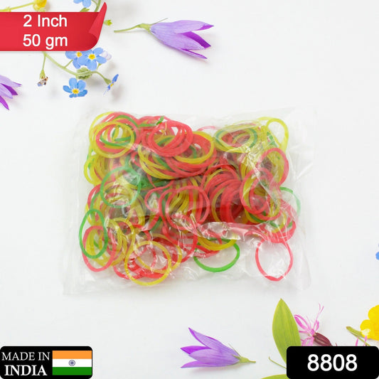 2-Inch Unbreakable Nylon Rubber Bands ? Reusable Multicolor for Office, Home & School (50GM), Hair accessories