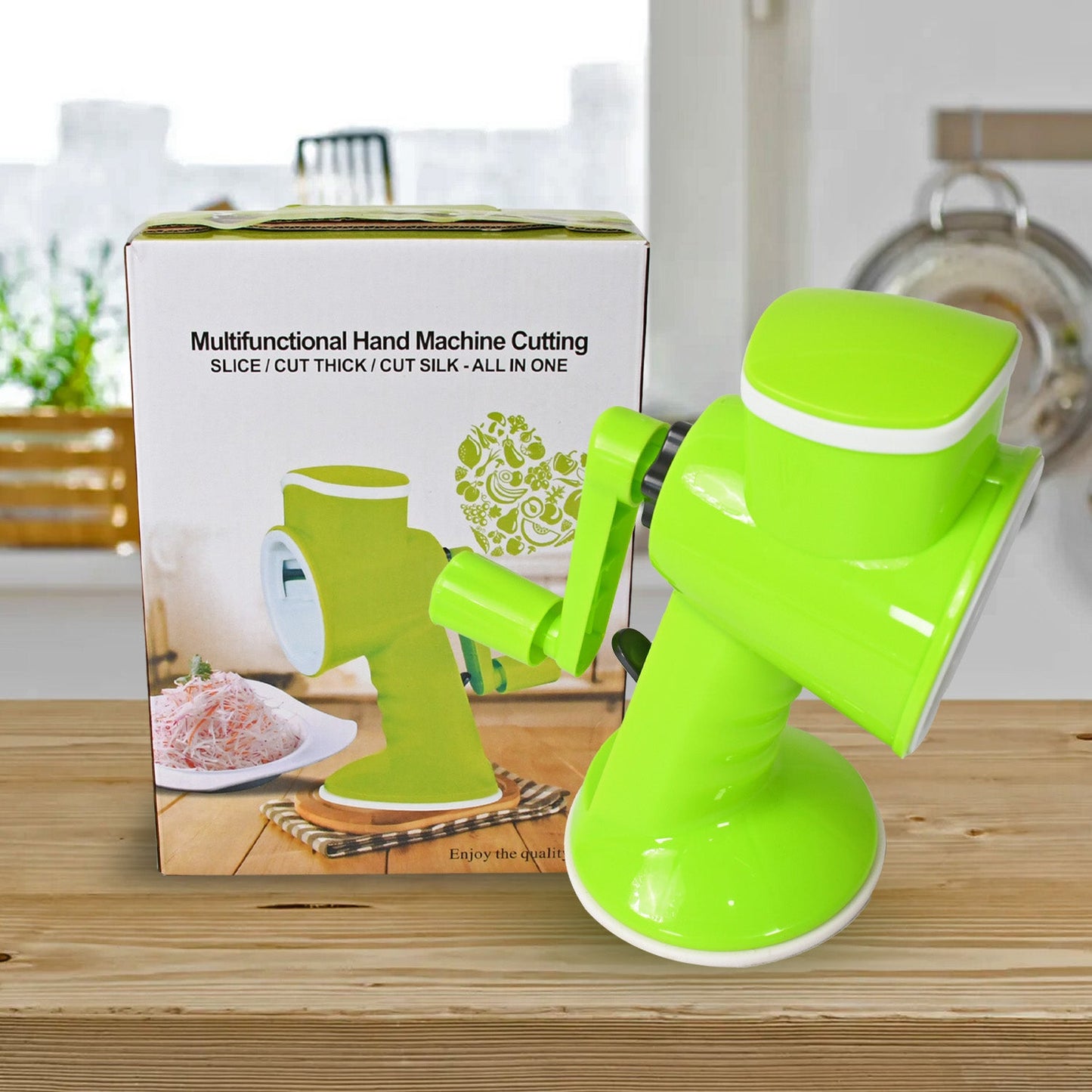 6 in 1 Multi functional Vegetable Cutter & Slicer Hand Machine Cutting, Slice, Cut Thick, Cut Silk All in one ?Vegetable Chopper Cutter & Slicing Cutter Barrel - Vegetable Grater with 6 Removable Blades