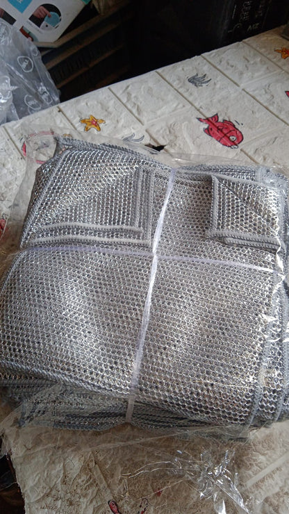 Double-Sided Microfiber Cloth & Stainless Steel Scrubber ? Non-Scratch Wire (1 Pc, 20x20 cm)