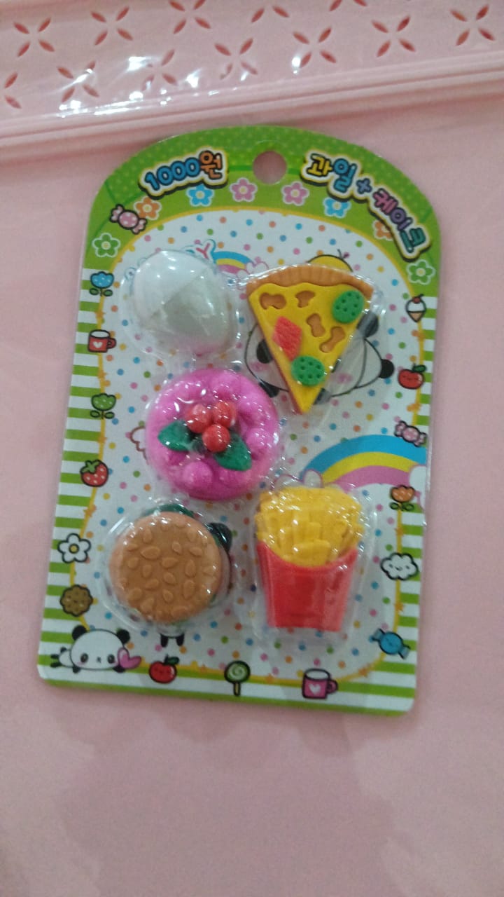 3D Food-Shaped Colorful Eraser Set ? Cute Novelty Mini Erasers for Kids (5 Pc Set)