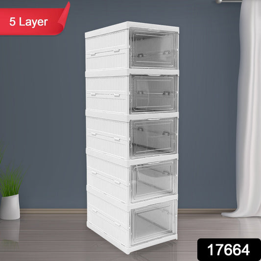 5-Layer Stackable Utility Cart ? Foldable Storage Organizer for Clothes & Home (1 Pc)