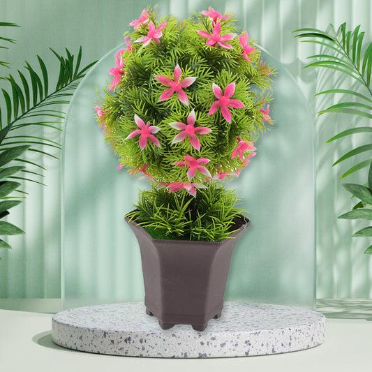 Wild Artificial Flower Plant with Cute Pot ? Home Office Tabletop Decor, Indoor Balcony Decoration (1 Pc)