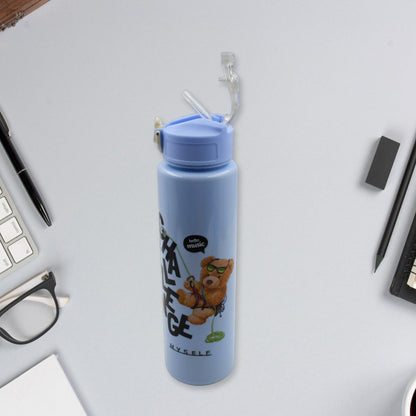 Plastic Water Bottle Set ? BPA-Free, Leak-Proof, Cartoon Design for Kids & Gym (3 Pc Set)