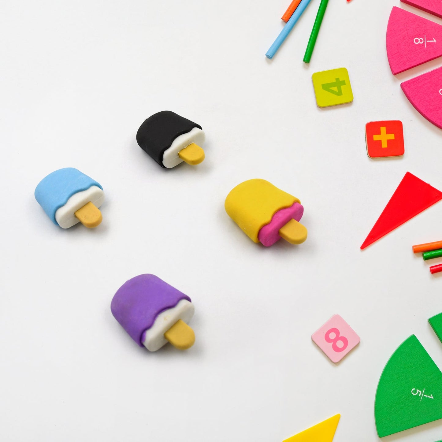 Cone, Donut & Lollipop Eraser Set for Kids? School Gifts (1 Set 4 Pc, Themed)
