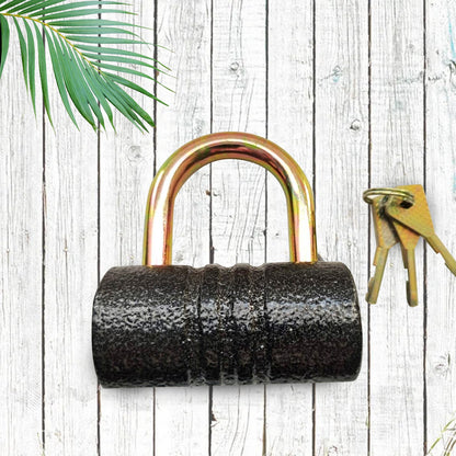 Heavy-Duty Iron Padlock ? 82mm Black Spray Lock with Brass Core & 5 Keys, Waterproof & Anti-Theft