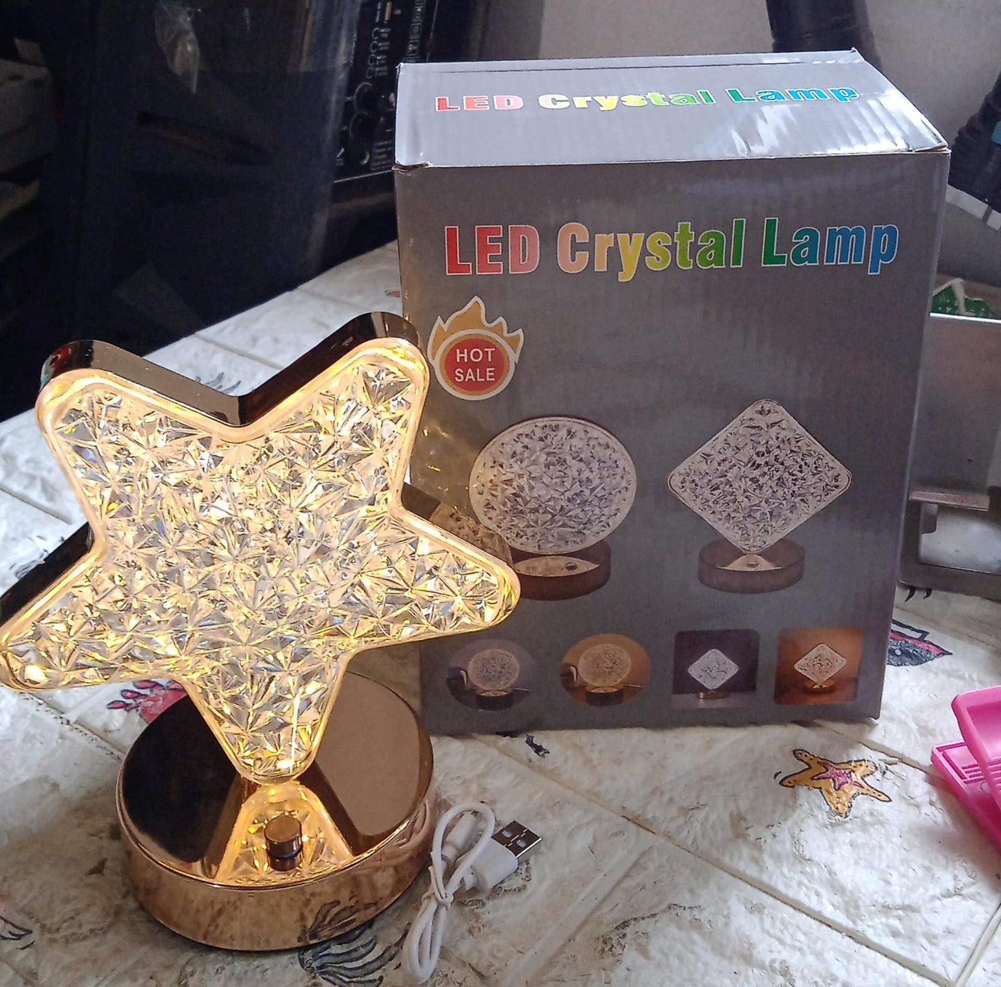 Star Crystal Diamond Touch Lamp ? USB Rechargeable, 3-Way Dimmable