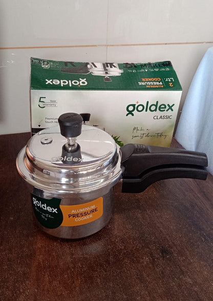 Aluminium Classic Goldex Pressure Cookers With Outer Lid (2 Litres / 5-Year warranty,  ISI Number :- 2347, BIS Number :- CM/L -7600164310
