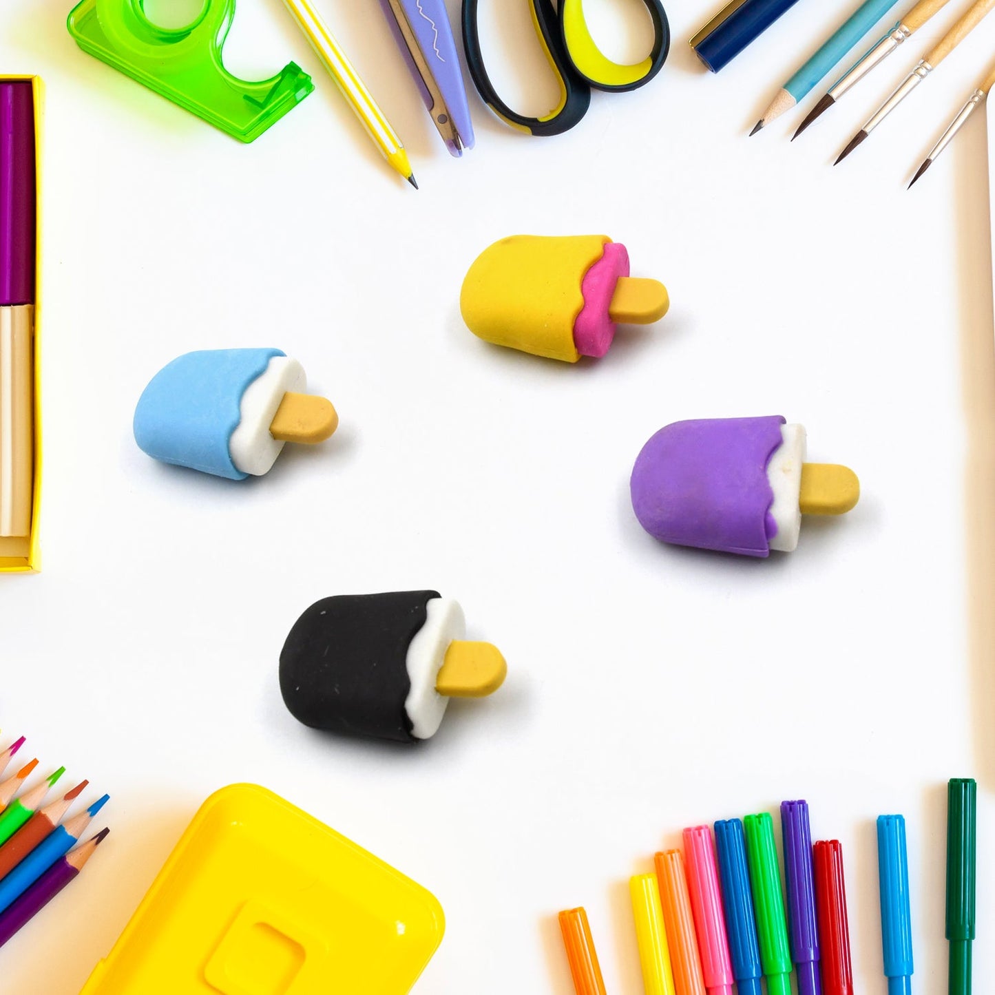 Cone, Donut & Lollipop Eraser Set for Kids? School Gifts (1 Set 4 Pc, Themed)