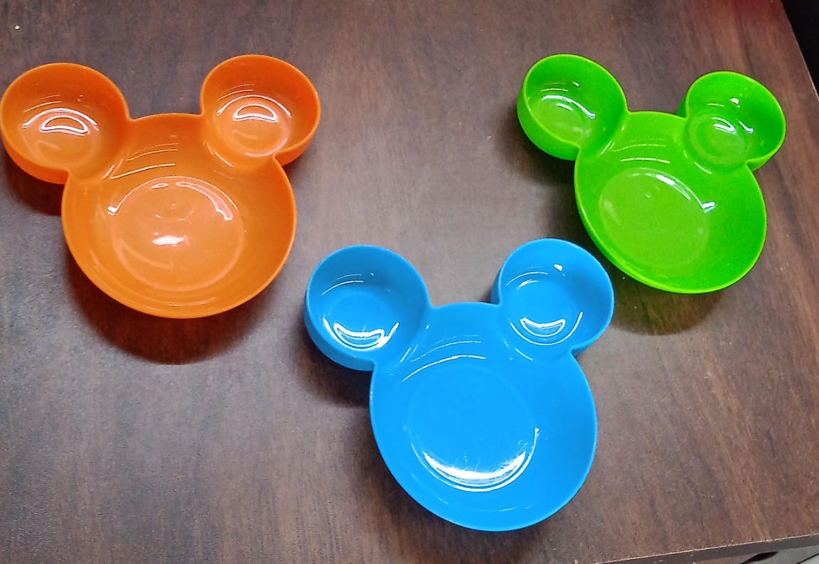 Mickey Mouse Shape Plates for Kids, BPA Free, & Unbreakable Children?s Food Plate, Kids Bowl, Fruit Plate, Baby Cartoon Bowl Plate, Tableware (1 Pc)