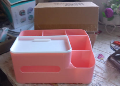 6-Compartment Desk Organizer ? Multi-Function Storage for Tissue, Stationery, Remote & Mobile (Home/Office)
