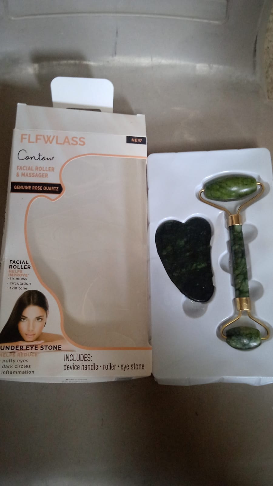 Jade Roller & Gua Sha Set ? Natural Face Massager for Anti-Aging, Glowing Skin & Face Shaping (1 Pc)