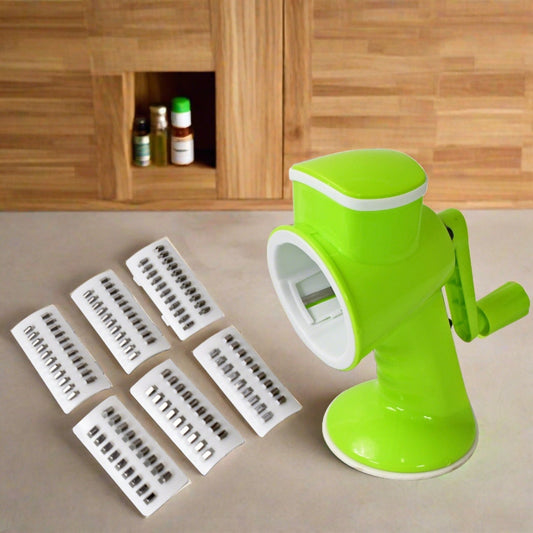 6 in 1 Multi functional Vegetable Cutter & Slicer Hand Machine Cutting, Slice, Cut Thick, Cut Silk All in one ?Vegetable Chopper Cutter & Slicing Cutter Barrel - Vegetable Grater with 6 Removable Blades