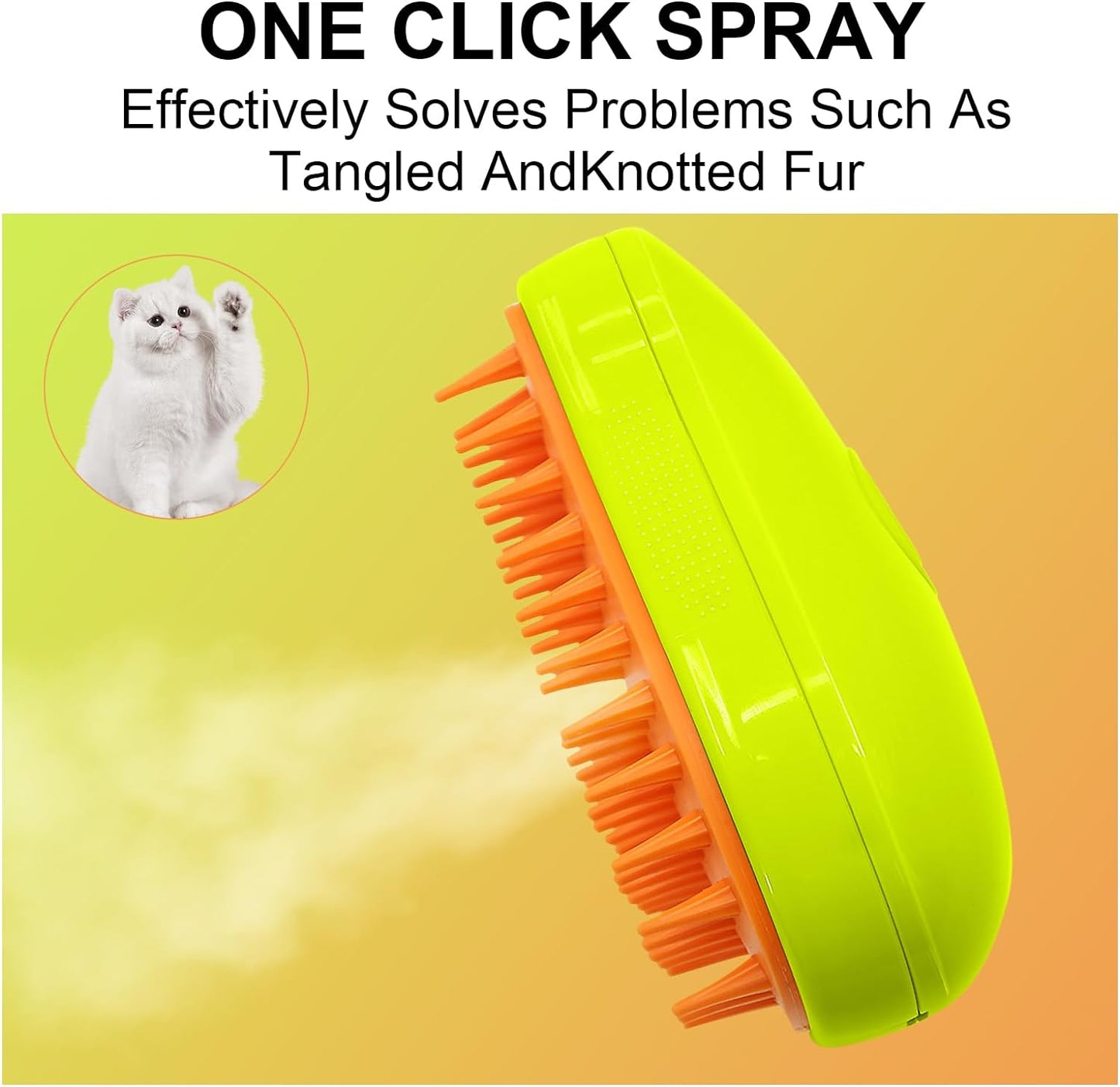 3-in-1 Cat Steamy Brush ? Self-Cleaning Pet Grooming & Hair Removal Comb