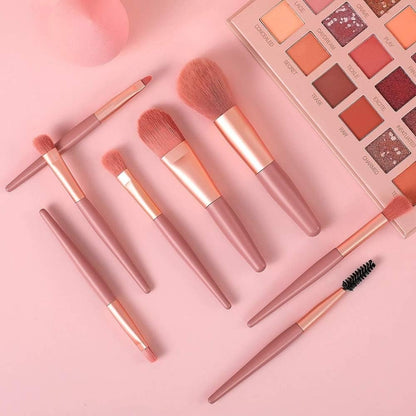 8-Piece Mini Makeup Brush Kit ? Portable Premium Synthetic Set with Case (Mix Colors)