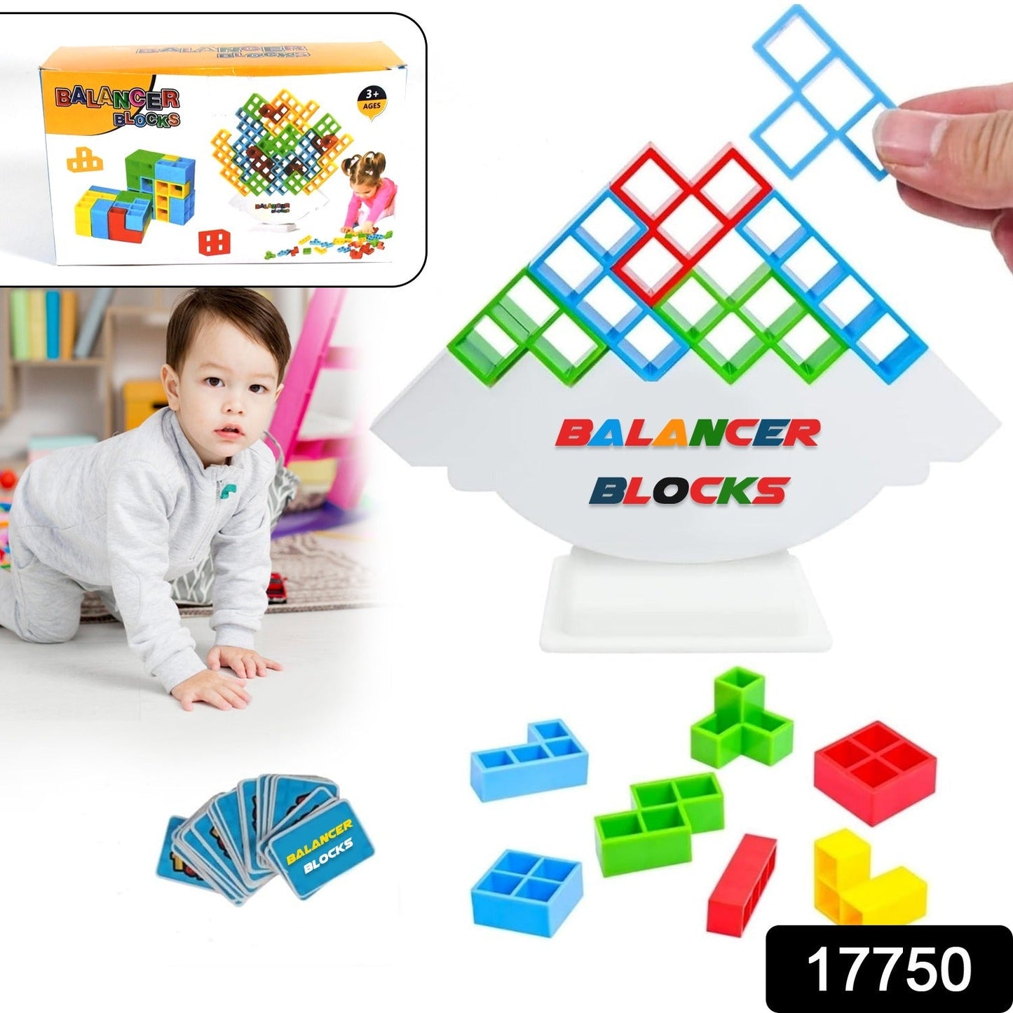 3D Tower Game, Tower Balance Game, Tower Stacking Game Adult Kid Tower Stacking Blocks Balance Game Blocks Building Toys for Kids Age 3 Years (16 Pcs Set)